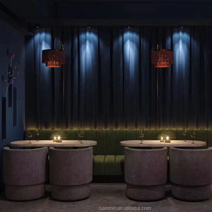 Venta al por mayor de muebles de restaurante moderno café Hotel verde curvo cabina asiento banquete terciopelo cabina sofá y mesa sillas conjuntos - Product Image 4