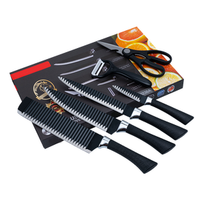 Ensemble de 6 <span class=keywords><strong>couteaux</strong></span> de <span class=keywords><strong>cuisine</strong></span> en acier inoxydable à revêtement antiadhésif noir avec cadeau, nouveauté 2025 - Product Image 3