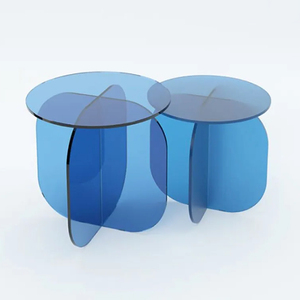 Table basse colorée acrylique Table basse ronde canapé thé plexiglas acrylique support Transparent à côté de la table - Product Image 2
