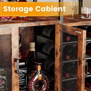 SENYU Meuble de rangement vintage rustique en bois brun et fer pour la maison et le restaurant, comptoir de bar en panneaux de fibroplaque, armoire à vin - Product Image 6
