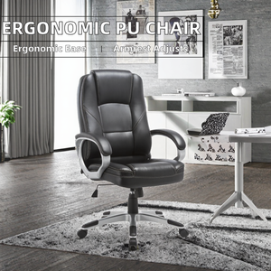 Silla Ejecutiva Ergonómica de Cuero PU con Reposabrazos Ajustables, Mecanismo de Inclinación, Diseño Moderno, Giratoria e Impermeable para Taller o Dormitorio - Product Image 2