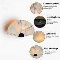 Applique murale LED filaire en acier et onyx, luminaire en marbre pour usines de mobilier de villas, acheteurs de design d'intérieur