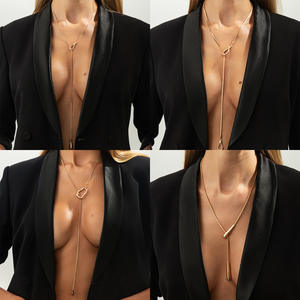 Модное необычное круглое ожерелье из змеиной кости длинное ожерелье на цепочке для свитера для женщин для вечеринки - Product Image 1