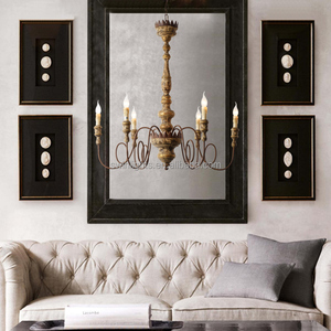 Plafonnier rétro en bois massif au style vintage, style américain et rétro, éclairage créatif classique, luminaire décoratif de <span class=keywords><strong>plafond</strong></span>, idéal pour un salon, une chambre à coucher ou un bureau - Product Image 2