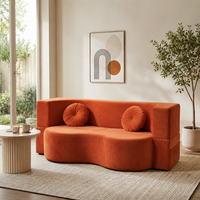 Canapé convertible en forme de S, capitonné, deux places, avec revêtement en tissu chenille, canapé modulaire pour salon de villa