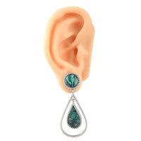 Acero inoxidable forma de gota giro abierto oreja calibre expansor CZ Cruz 14mm túneles tapón de oreja para Mujeres Hombres Piercing joyería