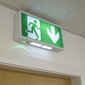 Barra de iluminación de emergencia recargable para pasillo, evacuación de lámpara indicadora de seguridad contra incendios, señal de salida de caja verde de Escape - Product Image 1