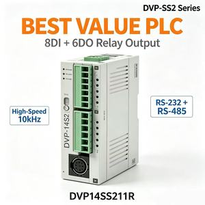 Delta DVP14SS211R PLC, 8 entrées numériques, 6 sorties relais, 8K pas, 4x10kHz impulsion, RS-232/RS-485 - Product Image 1