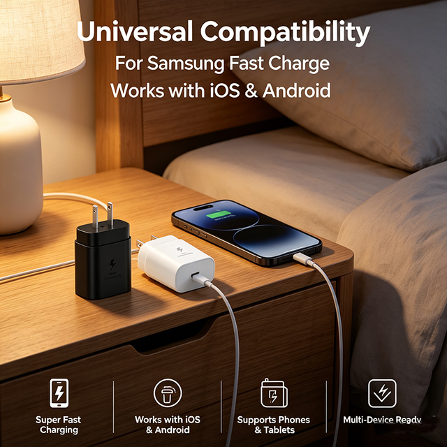 25W PD Fast Charger USB-C Wall Charger with QC3.0/PPS Fireproof & OTP Protection Eco-Friendly for Phones & Tablets