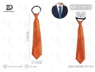 Cravatta con paillettes arancione 7,5 cm x 35 cm, accessorio da festa pre-annodato - Product Image 3