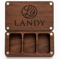 Boîte à boutons de manchette en bois écologique avec gravure personnalisée, étui de marque Landy pour cadeau de mariage, promotion pour les garçons d'honneur