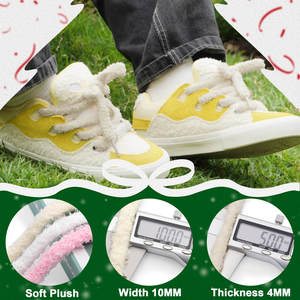 Baskets en Toile Décontractées Personnalisées de 1CM de Large, Lacets Plats Doux <span class=keywords><strong>et</strong></span> Moelleux de Haute Qualité, Paire de Velours en Peluche en Polyester - Product Image 2