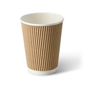 Gobelets à café en papier kraft ondulé isolés, pratiques à utiliser et à installer rapidement, 12 oz (300 ml) - Product Image 5
