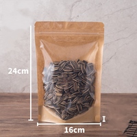 Pochettes debout en papier kraft brun pour emballage alimentaire avec sac d'emballage refermable à fermeture à glissière transparente pour fenêtre avant