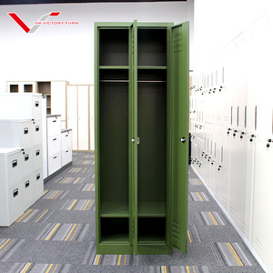 Armario de 2 puertas de acero estrecho y alto de alta calidad, armario de almacenamiento de trabajador de oficina de Metal verde <span class=keywords><strong>Vintage</strong></span> - Product Image 6