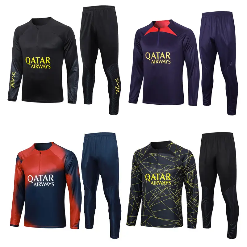 Nuova squadra di calcio 2024 maschile di misurazione dell'allenamento di calcio abbigliamento sportivo uniforme 1/2 giacca Set