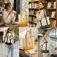 Sac fourre-tout en toile de coton écologique et durable de 12 oz, broderie de logo personnalisée, couleurs personnalisables, fermeture magnétique, polyvalent, idéal pour le shopping