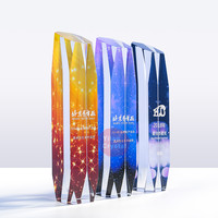 Trophée de récompense en cristal K9 imprimé en couleur UV forme trapézoïdale longue pour match de basket-ball produit haut de gamme trophées médailles Plaques