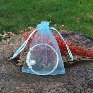 Emballage personnalisé avec logo, sacs en organza blancs, petite pochette cadeau pour fête/mariage/bijoux - Product Image 4