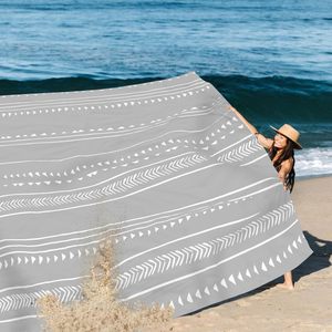 Quick Dry <strong>Extra</strong> <strong>Large</strong> Beach Mat Sand-proof Camping Picnic <strong>Blanket</strong> 4 Stakes Pockets Free Sample Featuring Carton Solid Dot - Product Image 6