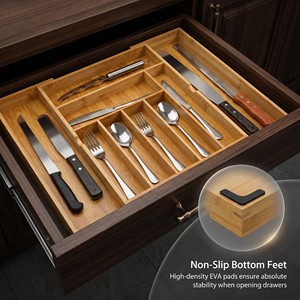 WDF Offre Spéciale : Organiseurs <span class=keywords><strong>de</strong></span> tiroirs en bambou pour couverts et ustensiles <span class=keywords><strong>de</strong></span> cuisine, pour la maison - Product Image 1