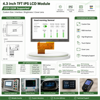 Modul LCD IPS TFT 4.3 Inci OEM Terintegrasi 480x272 Antarmuka RGB 500 Cd/m² Layar LCD Kustom untuk HMI Industri
