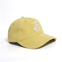 Fabricante personalizado bordado ajuste seis paneles de perfil medio calle europea cuero de pana ajustable lujo gorras de béisbol sombreros