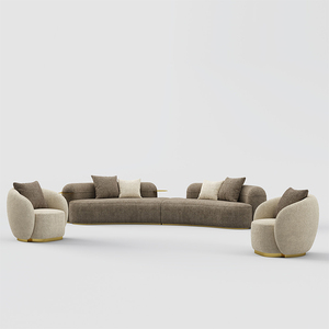 Ensemble de canapés modulaires en forme de C à décor en acier inoxydable doré, meubles de salon, tissu à boucle polaire - Product Image 4