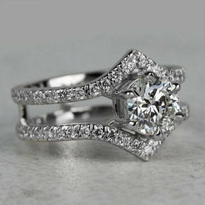 Anello di fidanzamento con diamanti in platino da donna, taglio rotondo brillante, diamante naturale colore D Q361 - Product Image 1