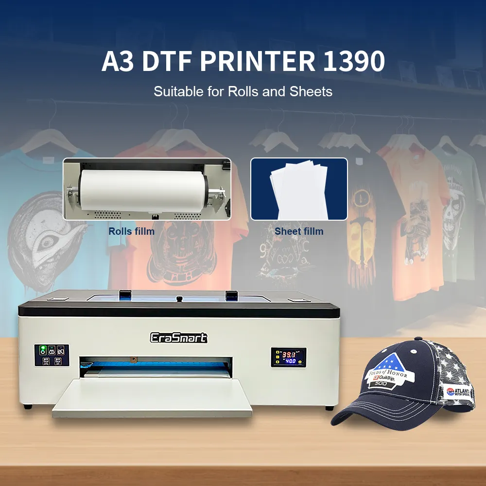 On-time Delivery Guarantee roll to roll A3 printing 1390 L1800 dtf Printer with powder machine For Clothing printing