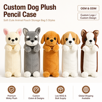 Trousse à crayons en peluche pour enfants, motif cinq races de chiens, pochette de rangement, OEM ODM, vente en gros personnalisée