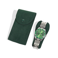 Boîtes cadeaux de voyage en velours vert véritable avec logo personnalisé OEM, étui pour montre, emballage de montre de luxe