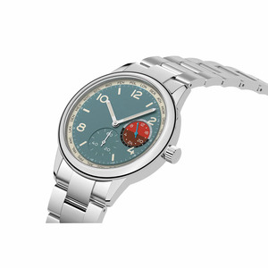 Jam Tangan Pria Klasik Kronograf dengan Tali, Casing Paduan Seng, Baja Anti Karat 22mm, Dial Merah, Kaca Kristal, Mesin Jepang, Tahan Air - Product Image 5