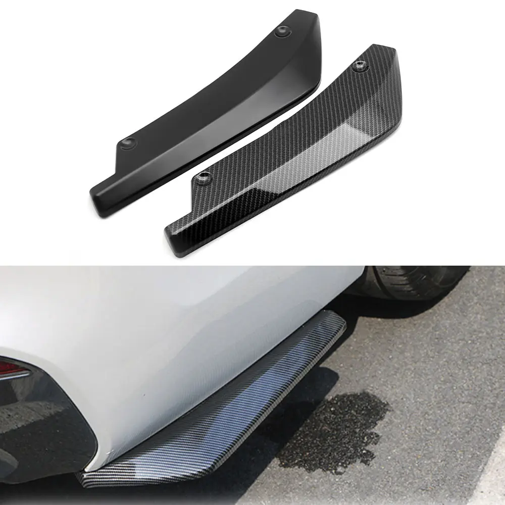 Universal Carbon Fiber Car Rear Bumper Lip Side Fin Skirts Spoiler Diffuser Splitter Scratch Protector