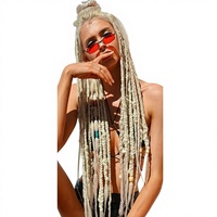 Extensions de cheveux synthétiques pré-étirées SOKU Platinum Blonde, double trame, pour tresses, 24 pouces, 4 paquets