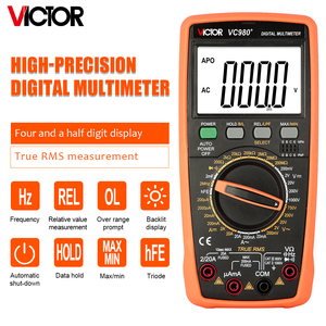 VC980 + 19999 Contando Protección inteligente Gran capacitancia True <span class=keywords><strong>RMS</strong></span> Retroiluminación Mastech Multímetro - Product Image 3