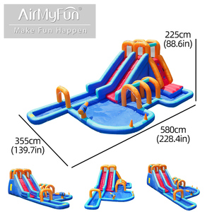 Châteaux gonflables et toboggans aquatiques haut <span class=keywords><strong>de</strong></span> gamme, structure gonflable aquatique ASTM à double toboggan, château gonflable Oxford pour enfants à domicile - Product Image 6