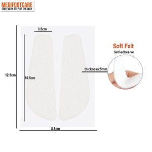 Almohadillas <span class=keywords><strong>de</strong></span> cuñ<span class=keywords><strong>a</strong></span> medial y lateral para el talón, plantillas <span class=keywords><strong>de</strong></span> fieltro para alineación del pie, <span class=keywords><strong>dolor</strong></span> <span class=keywords><strong>de</strong></span> <span class=keywords><strong>rodilla</strong></span>, piernas arqueadas, osteoartritis, insertos adhesivos para zapatos - Product Image 4