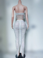 Frost Moon luxe diamant chaîne sans bretelles taille étreignant hanche étreignant longue robe fête annuelle chanteur Performance Costume