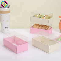 Boîtes cadeaux rectangulaires élégantes pour produits de boulangerie, boîtes de présentation transparentes avec base en papier durable pour gâteaux, macarons et desserts