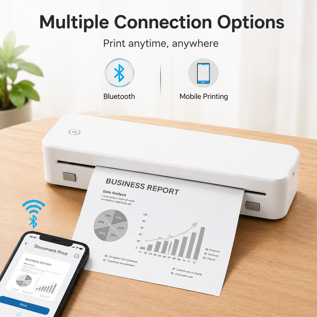A4 Portable Thermal Printer Inkless Compact Lightweight Wireless Printer with Built in Battery for Office Home and Business