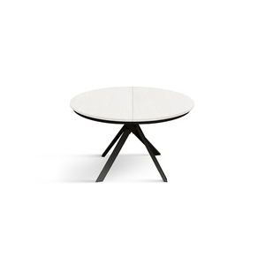 Karem Extendable <b>Round</b> <b>Table</b> 120 To 170 Cm <b>White</b> Ash Melamine Top Iron Base Internal Use - Product Image 2