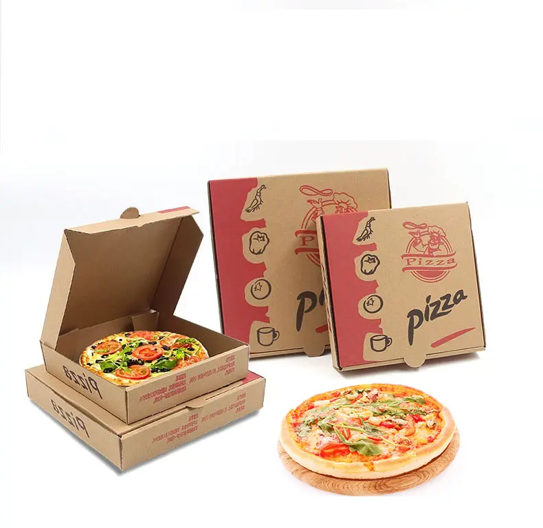 Grosir Logo kustom 7 8 9 10 12 inci kotak kemasan food grade kotak pizza coklat dengan logo