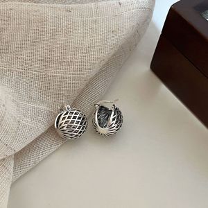 Pendientes de Plata de Ley S925 con Diseño Retro de Cesta y Bola Hueca para Uso Diario de Mujer - Product Image 2