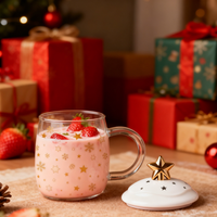Offre Spéciale – Tasses en Verre Borosilicate Personnalisées pour Noël avec Couvercle en Céramique en Forme d'Étoile, Sans BPA et Résistantes à la Chaleur
