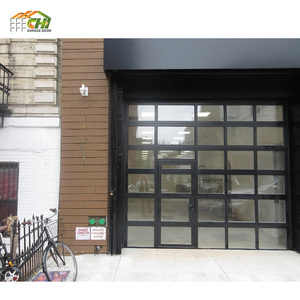 Puerta de garaje de vidrio seccional CHI con puerta de <span class=keywords><strong>hombre</strong></span> 8x8 marco de aluminio negro vidrio transparente para uso comercial abridor inteligente silencioso - Product Image 3