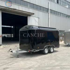 Chariots de vente ambulants noirs personnalisés Canche, remorques alimentaires mobiles d'extérieur à vendre - Product Image 1