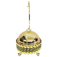 Chauffe-Plat Suspendu en Acier Inoxydable Doré 8L à Alimentation au Carburant pour Mariages au Moyen-Orient, Usage en Restauration et Hôtellerie