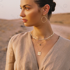 Gemnel Vintage 925 Perak Murni 18K Emas Vermeil Pohon Palem Persegi Liontin Kalung - Product Image 5