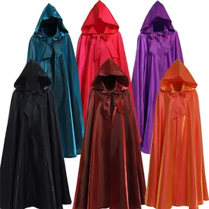 Cape d'Halloween à Capuche, Costume Cosplay Médiéval Hocus Pocus Sorcière, Cadeau d'Halloween de Noël pour Enfants, Cape de Fête